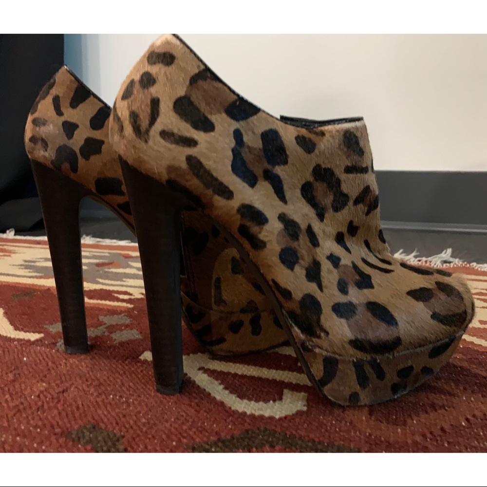 Leopard Print Steve Madden Platform Heeled Booties - image 1